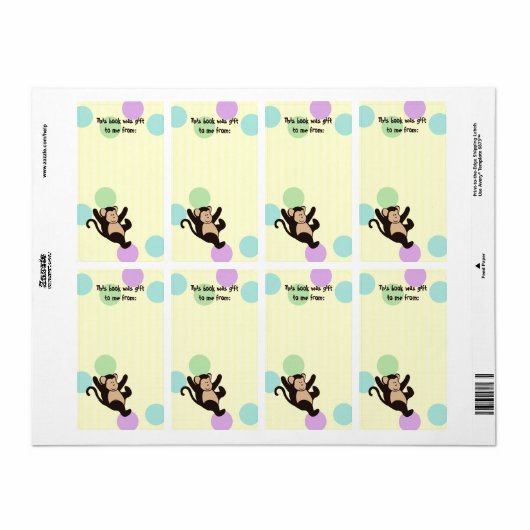 Monkey Book Labels (Full Sheet)