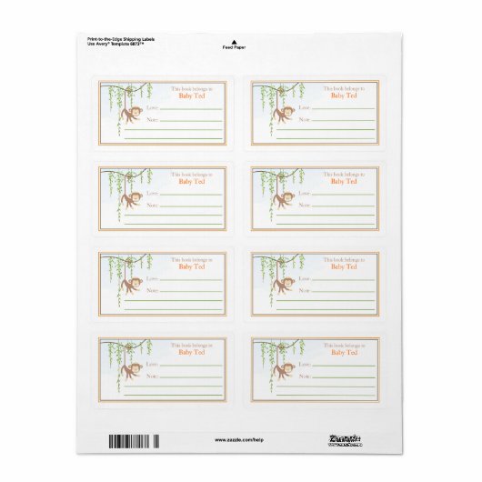 Monkey Bookplate Etiket (Full Sheet)