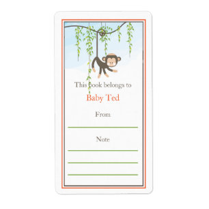 Monkey Bookplate Etiket