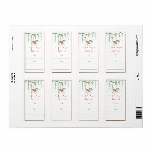 Monkey Bookplate Etiket (Full Sheet)