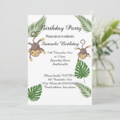 MONKEY BOTANICAL GREEN FERN KINDERS BIRTHDAY KAART (Staand voorkant)