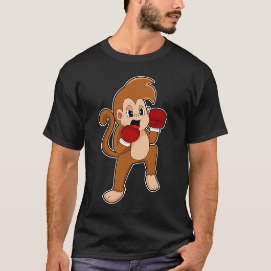 Monkey Boxer Bokshandschoenen Boksen T-shirt (Voorkant)