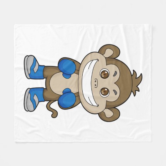 Monkey Boxer Boxer Boxing-handschoenen Fleece Deken (Voorkant (Horizontaal))