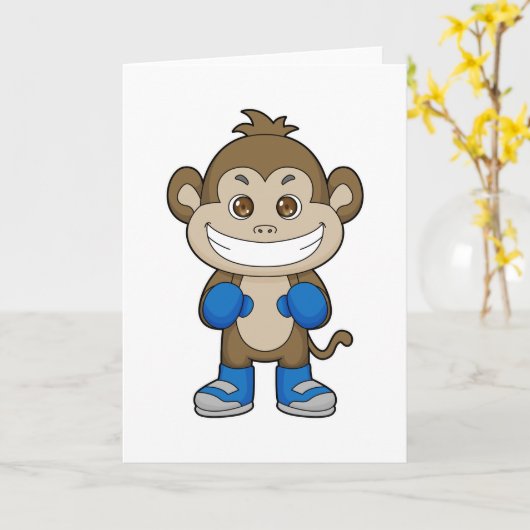 Monkey Boxer Boxer Boxing-handschoenen Kaart (Gele Bloem)