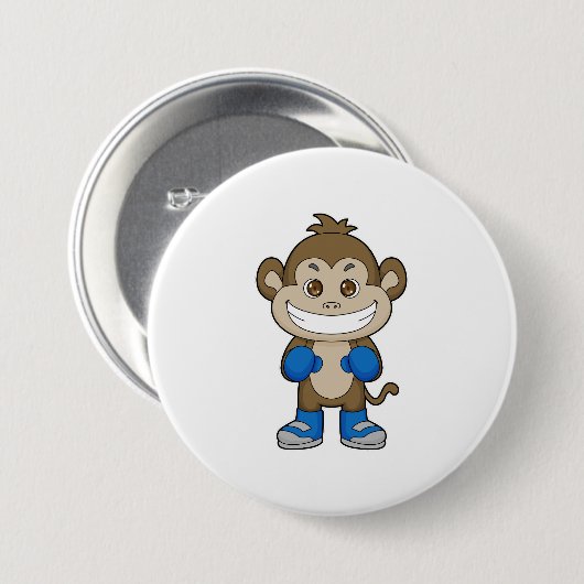 Monkey Boxer Boxer Boxing-handschoenen Ronde Button 7,6 Cm (Voorkant /achterkant)