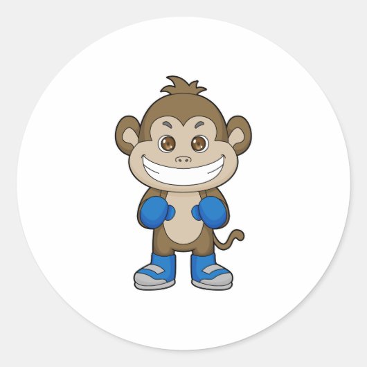 Monkey Boxer Boxer Boxing-handschoenen Ronde Sticker (Voorkant)
