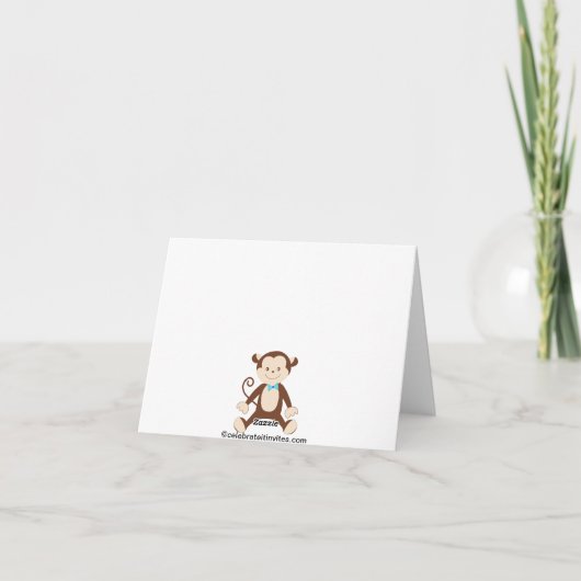 Monkey Boy Baby shower Bedankt Card (Achterkant)