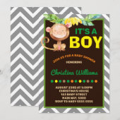 Monkey Boy Baby shower Oerwoud Kaart (Voorkant / Achterkant)