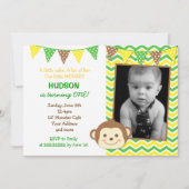 Monkey Boy Birthday Invitations Kaart (Voorkant)