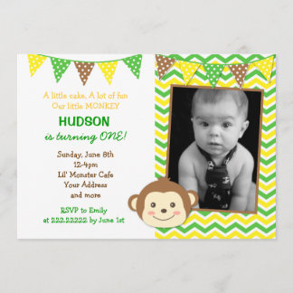 Monkey Boy Birthday Invitations Kaart