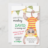 Monkey Boy Eerste Verjaardag Wild One Circus Monke Kaart (Voorkant)