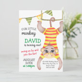 Monkey Boy Eerste Verjaardag Wild One Circus Monke Kaart (Staand voorkant)