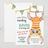 Monkey Boy Eerste Verjaardag Wild One Circus Monke Kaart (Voorkant / Achterkant)