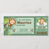 Monkey Boy Oerwoud Ticket Pass Birthday Party Kaart (Voorkant)