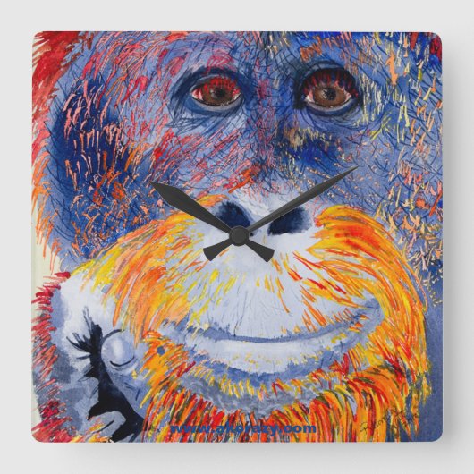 Monkey Boy Vierkante Klok (Voorkant)