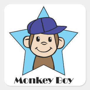 Monkey Boy Vierkante Sticker