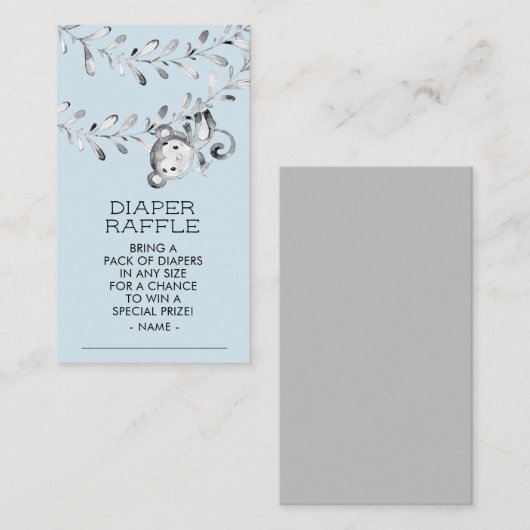 Monkey Boys Baby shower Luier Raffle Ticket Informatiekaartje (Voorkant / Achterkant)
