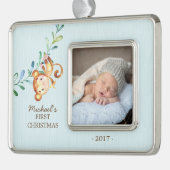 Monkey Boys Baby's Eerste Kerstmis Foto Ornament (Links)