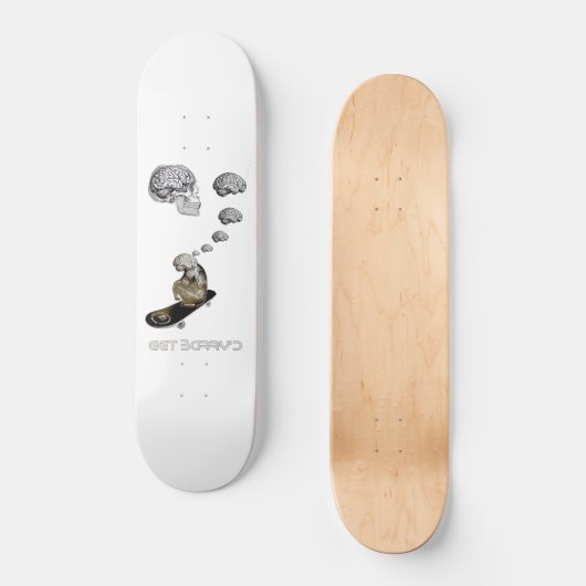 Monkey Brain (wit) Persoonlijk Skateboard (Voorkant)