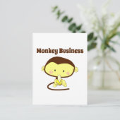 Monkey Business Bruin en Geel Grappig Kind Cartoon Briefkaart (Staand voorkant)