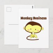 Monkey Business Bruin en Geel Grappig Kind Cartoon Briefkaart (Voorkant / Achterkant)