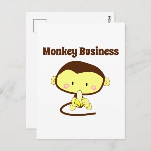 Monkey Business Bruin en Geel Grappig Kind Cartoon Briefkaart (Voorkant / Achterkant)
