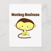 Monkey Business Bruin en Geel Grappig Kind Cartoon Briefkaart (Voorkant)