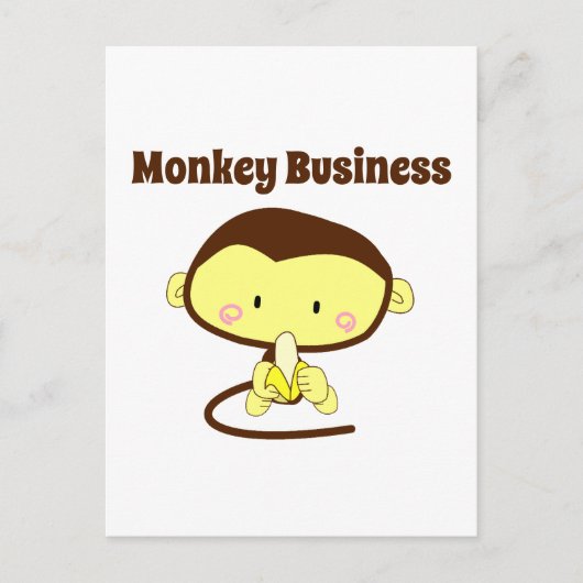 Monkey Business Bruin en Geel Grappig Kind Cartoon Briefkaart (Voorkant)