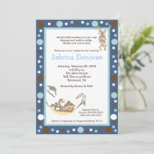 Monkey Business Dark Blue/Brown Baby shower Kaart (Staand voorkant)