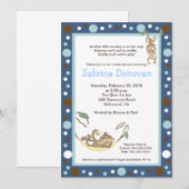 Monkey Business Dark Blue/Brown Baby shower Kaart (Voorkant / Achterkant)