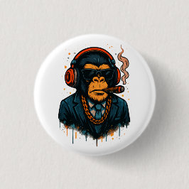 Monkey Business - De Baas van Monkey Ronde Button 3,2 Cm