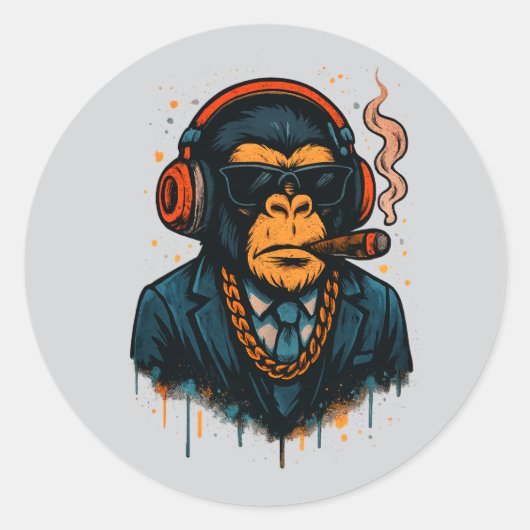 Monkey Business - De Baas van Monkey Ronde Sticker (Voorkant)