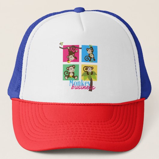 Monkey Business Funny Animal Design Trucker Pet (Voorkant)