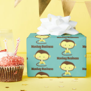 Monkey Business Funny Cartoon Monkey Design Cadeaupapier