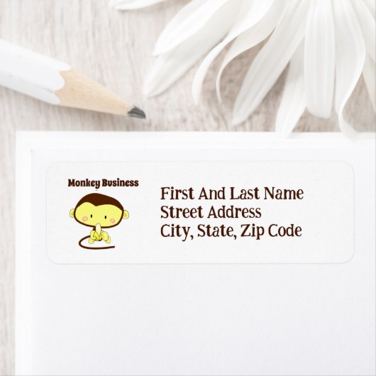 Monkey Business Funny Cartoon Monkey Design Etiket (Insitu)