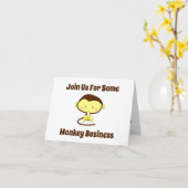 Monkey Business Funny Cartoon Monkey Design Kaart (Gele Bloem)