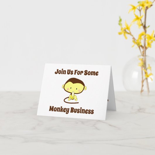 Monkey Business Funny Cartoon Monkey Design Kaart (Gele Bloem)