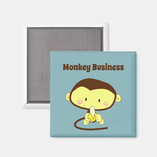 Monkey Business Funny Cartoon Monkey Design Magneet (Voorkant / Achterkant)