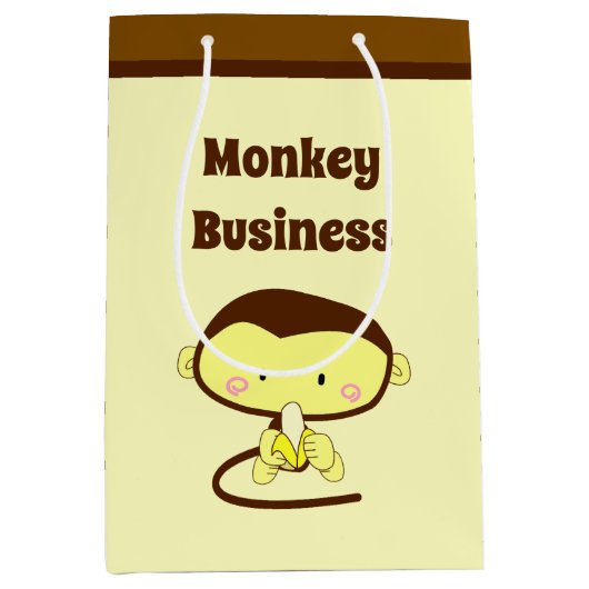 Monkey Business Funny Cartoon Monkey Design Medium Cadeauzakje (Voorkant)