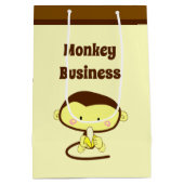 Monkey Business Funny Cartoon Monkey Design Medium Cadeauzakje (Achterkant)