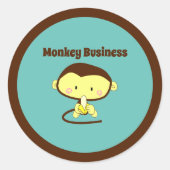 Monkey Business Funny Cartoon Monkey Design Ronde Sticker (Voorkant)
