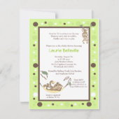 Monkey Business Green Brown Dot Baby shower Kaart (Voorkant)