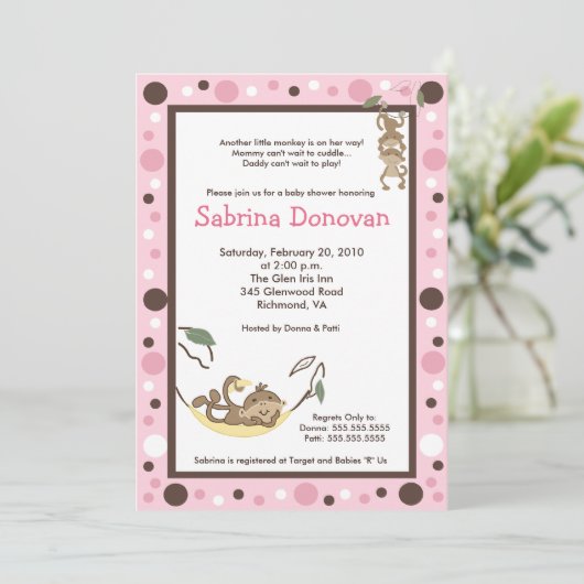 Monkey Business Mod Trendy baby shower 5 x7 Kaart (Staand voorkant)