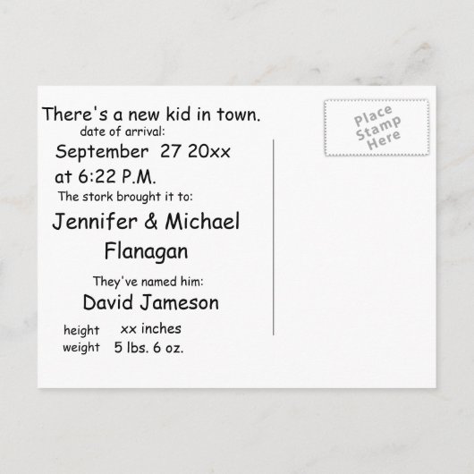 Monkey Business Nieuwe Baby Aankondigingskaart (Achterkant)