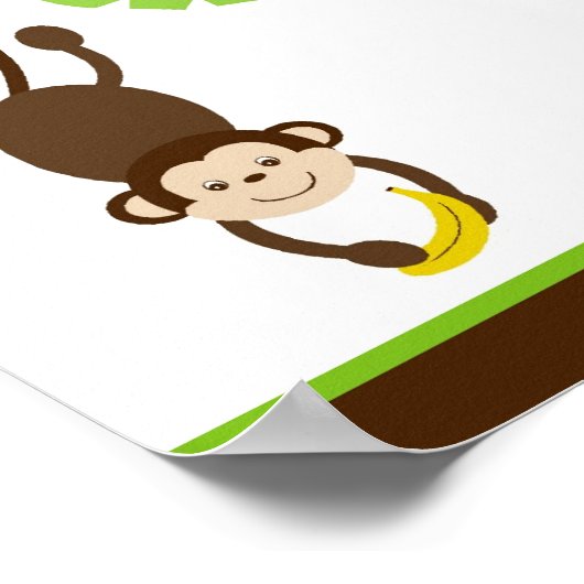 Monkey Business Oerwoud Birthday Banner Sign Poster (Hoek)
