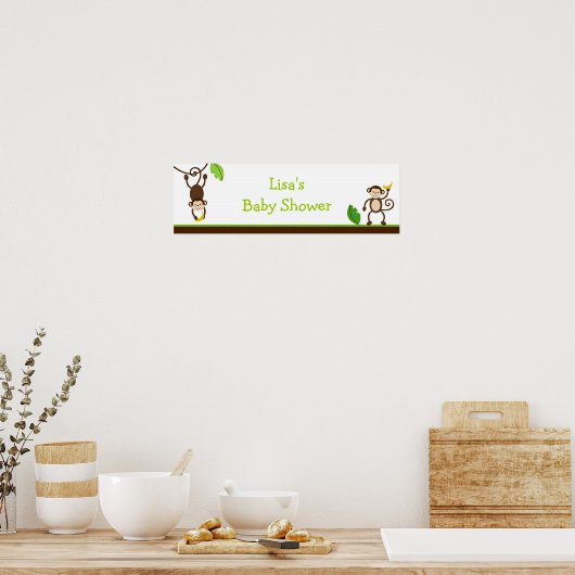 Monkey Business Oerwoud Birthday Banner Sign Poster (Keuken)
