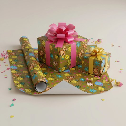 Monkey Business Patroon Cadeaupapier