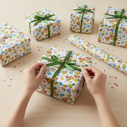 Monkey Business Patroon Cadeaupapier