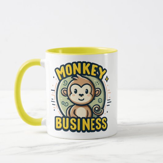 Monkey Business Schattigee Cartoon Speelheid Mok (Links)