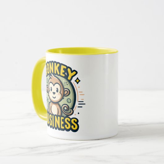 Monkey Business Schattigee Cartoon Speelheid Mok (Voorkant links)